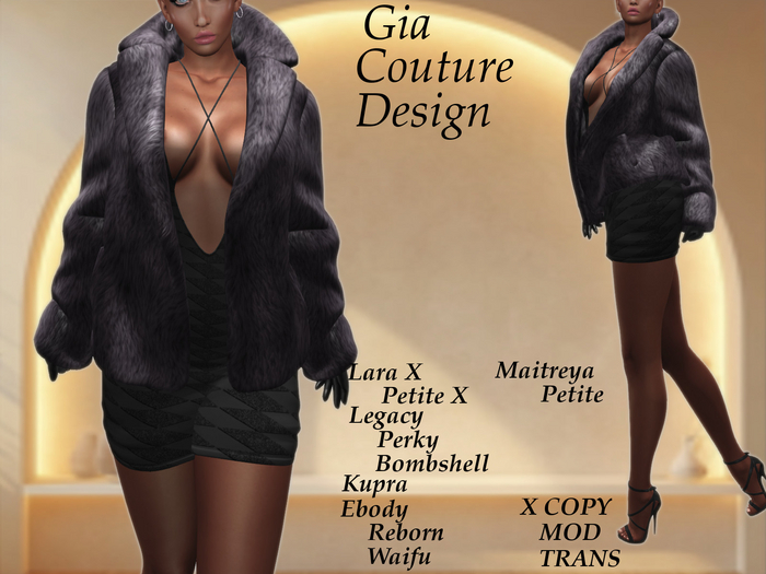 "GCD" Rita Fur Coat and Gloves Grape