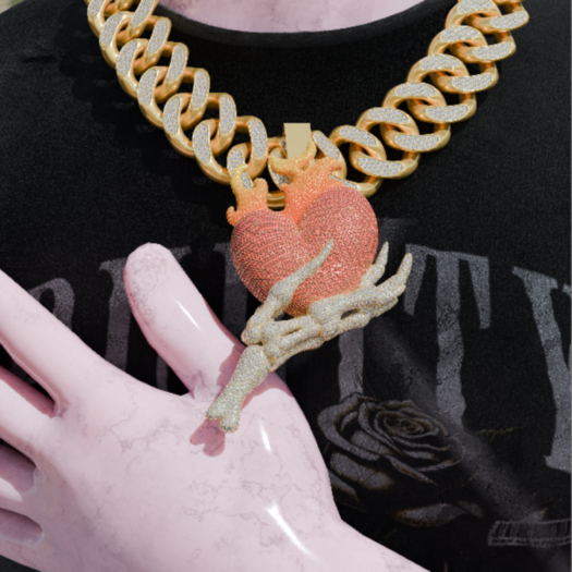Packer Skeleton Heart Pendant gold
