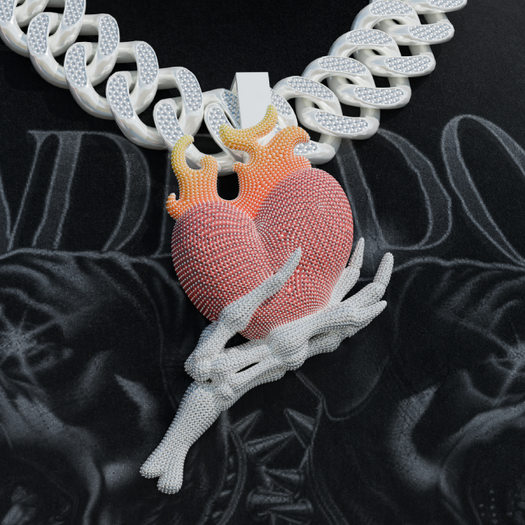 Packer Skeleton Heart Pendant silver