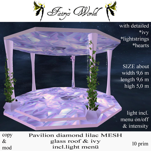 *FW* Pavilion diamond lilac+glass+ivy+light on/off MESH