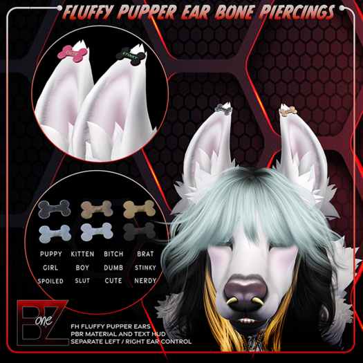 {B1Z} Fluffy Pupper PBR Bone Ear Piercing