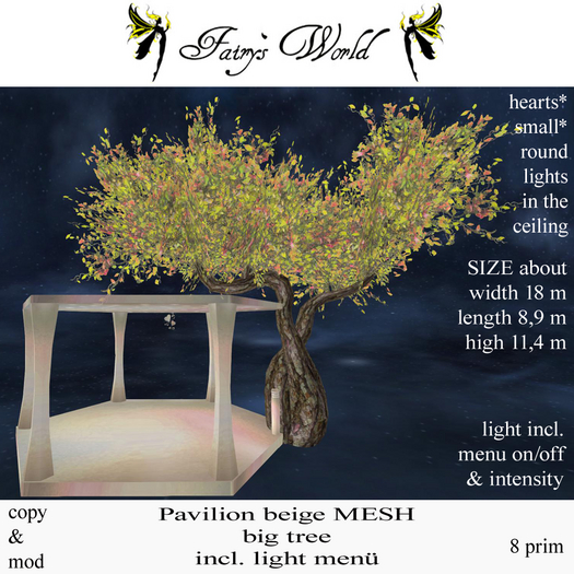 *FW* Pavilion beige+glass+tree+light on/off MESH