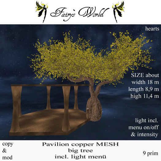 *FW* Pavilion copper+glass+tree+light on/off MESH