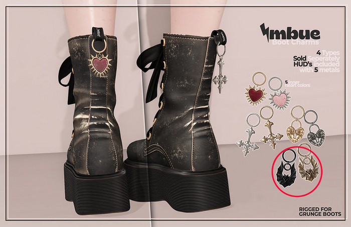 imbue. bat charm - grunge boots add-on