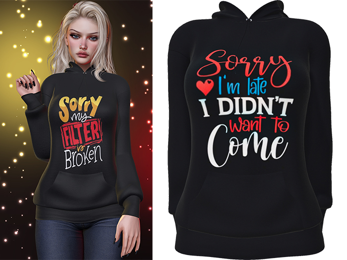 Karen Graphic Hoodie [Sorry] - Maitreya LaraX • PetiteX • eBody Reborn Hoodies
