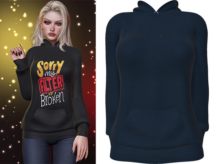 Karen Hoodie [Navy Blue] - Maitreya LaraX • PetiteX • eBody Reborn Hoodies