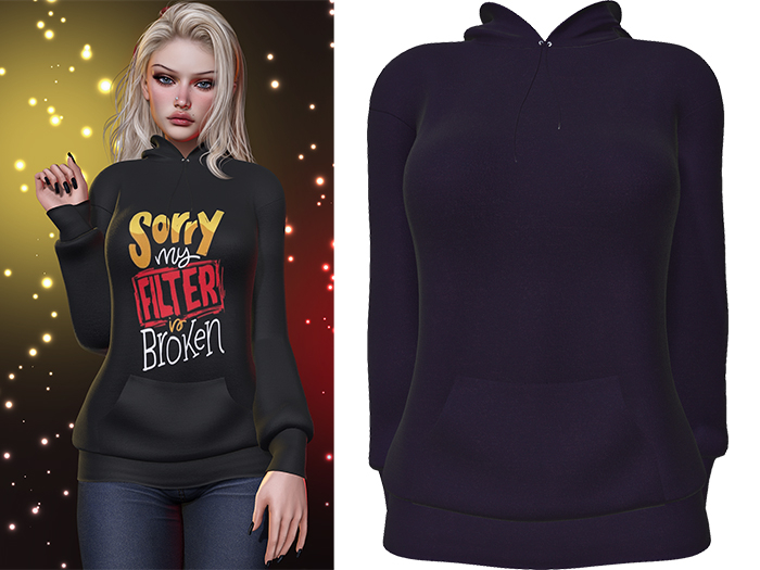 Karen Hoodie [Eggplant Purple] - Maitreya LaraX • PetiteX • eBody Reborn Hoodies