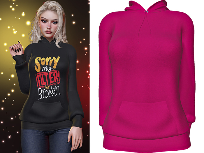 Karen Hoodie [Dragonfruit Pink] - Maitreya LaraX • PetiteX • eBody Reborn Hoodies