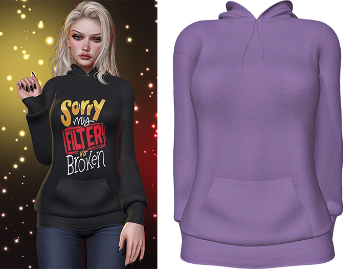 Karen Hoodie [Lavender Purple] - Maitreya LaraX • PetiteX • eBody Reborn Hoodies