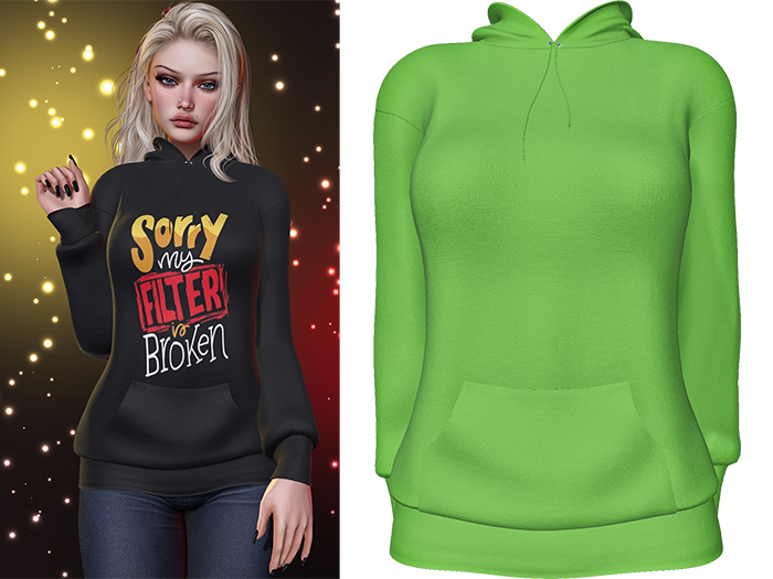 Karen Hoodie [Lime Green] - Maitreya LaraX • PetiteX • eBody Reborn Hoodies