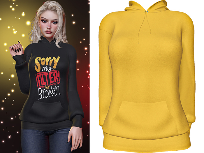Karen Hoodie [Honey Yellow] - Maitreya LaraX • PetiteX • eBody Reborn Hoodies