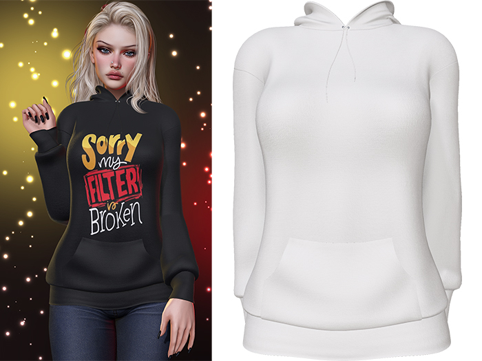 Karen Hoodie [White] - Maitreya LaraX • PetiteX • eBody Reborn Hoodies