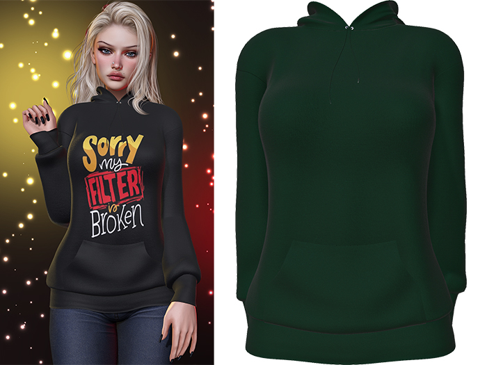 Karen Hoodie [Emerald Green] - Maitreya LaraX • PetiteX • eBody Reborn Hoodies
