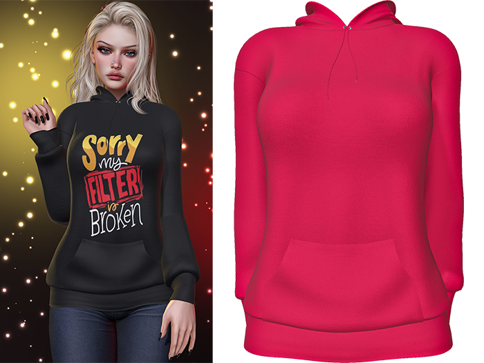 Karen Hoodie [Hot Pink] - Maitreya LaraX • PetiteX • eBody Reborn Hoodies