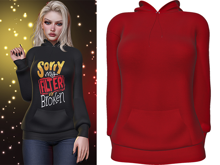 Karen Hoodie [Ruby Red] - Maitreya LaraX • PetiteX • eBody Reborn Hoodies