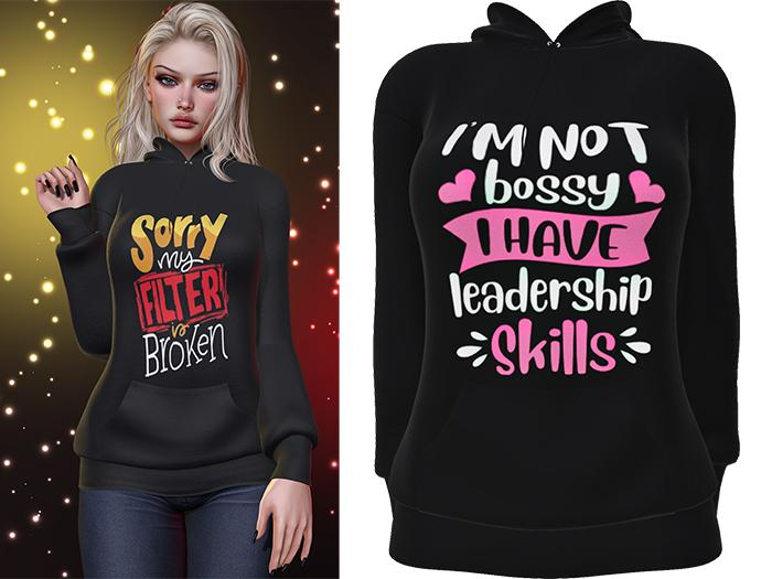 Karen Graphic Hoodie [Bossy] - Maitreya LaraX • PetiteX • eBody Reborn Hoodies