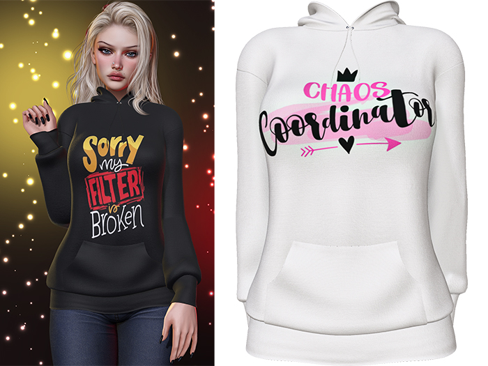 Karen Graphic Hoodie [Chaos Coordinator] - Maitreya LaraX • PetiteX • eBody Reborn Hoodies