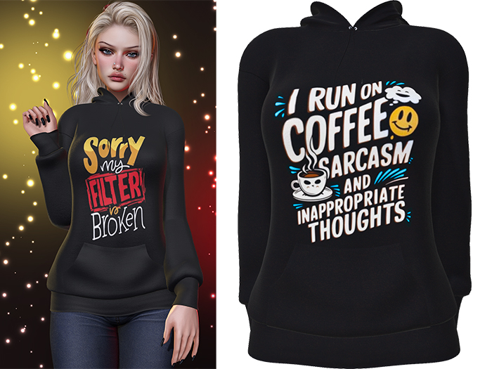 Karen Graphic Hoodie [Coffee] - Maitreya LaraX • PetiteX • eBody Reborn Hoodies