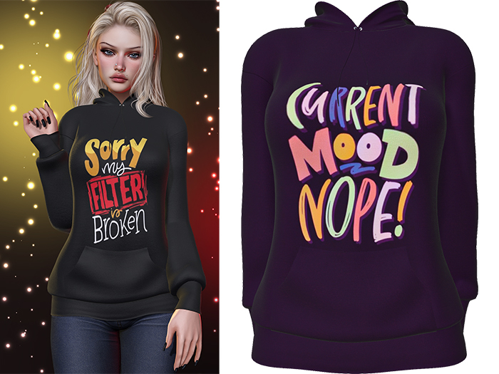 Karen Graphic Hoodie [Nope] - Maitreya LaraX • PetiteX • eBody Reborn Hoodies