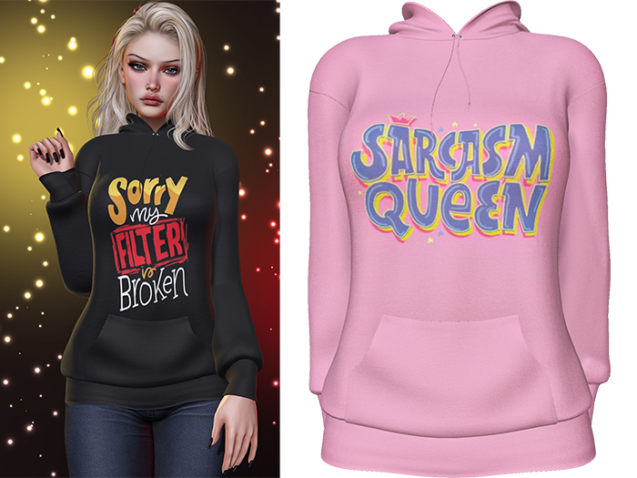 Karen Graphic Hoodie [Sarcasm Queen] - Maitreya LaraX • PetiteX • eBody Reborn Hoodies
