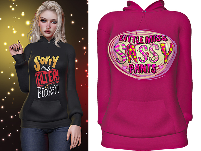 Karen Graphic Hoodie [Sassy Pants] - Maitreya LaraX • PetiteX • eBody Reborn Hoodies