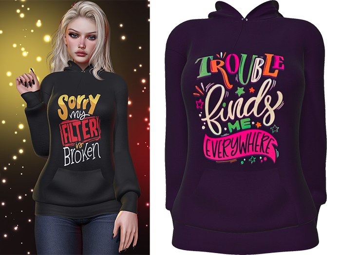 Karen Hoodie [Trouble] - Maitreya LaraX • PetiteX • eBody Reborn Hoodies