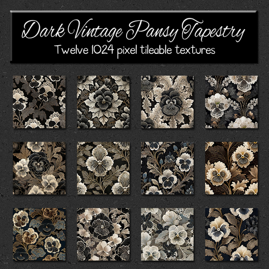 *Wallflowers* Dark Vintage Pansy Tapestry