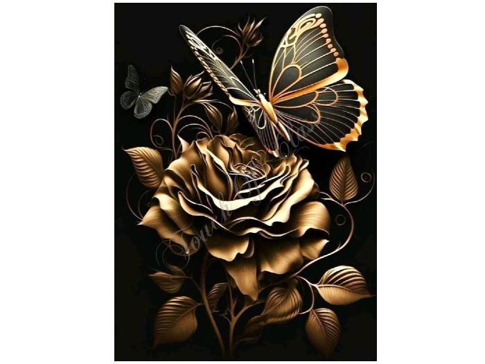 GOLD ROSE AND BUTTERFLY  