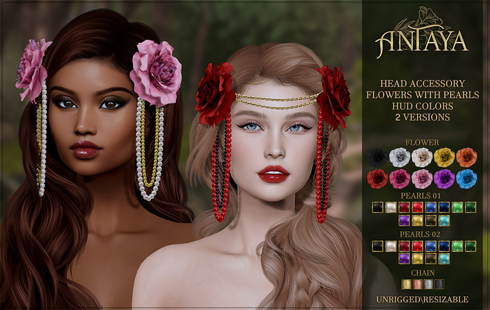 :: ANTAYA :: Head Accessory - Flowers with pearls (wear)
