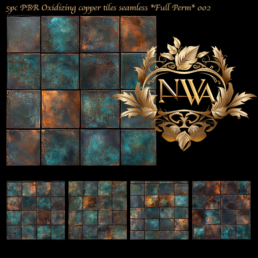 5pc PBR oxidizing copper tiles seamless *Full Perm* 002