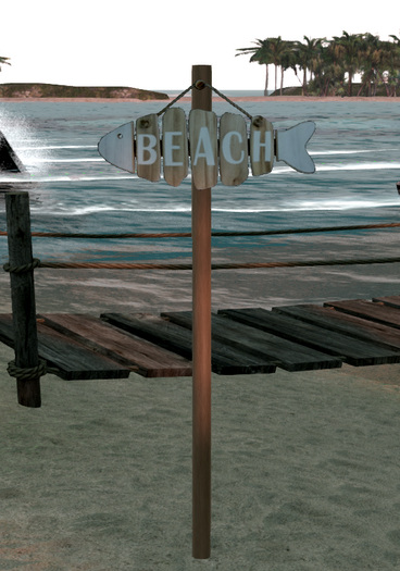 Beach Sign on Pole
