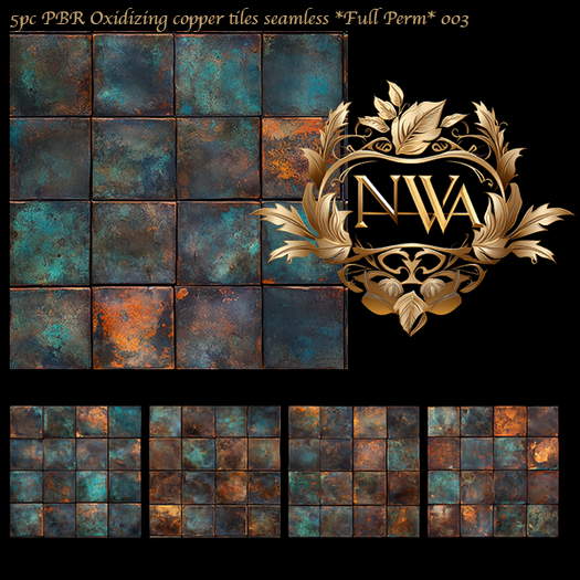 5pc PBR oxidizing copper tiles seamless *Full Perm* 003