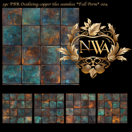5pc PBR oxidizing copper tiles seamless *Full Perm* 004