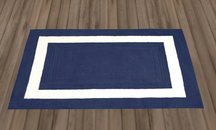 Blue & White Framed Rug