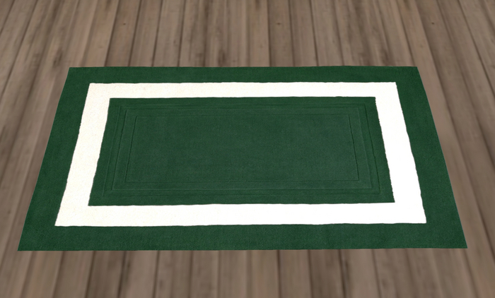Green & White Framed Rug