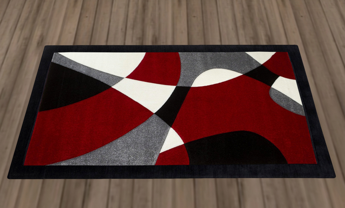 Red & Gray Shapes Rug 1