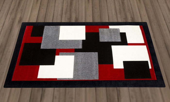 Red & Gray Shapes Rug 3
