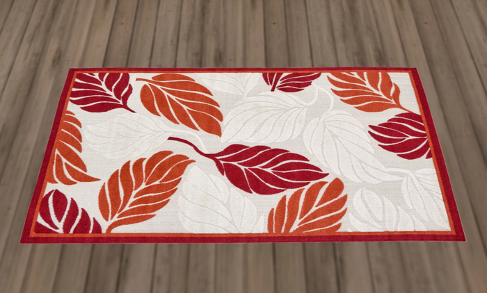 Red & Orange Leaf Rug