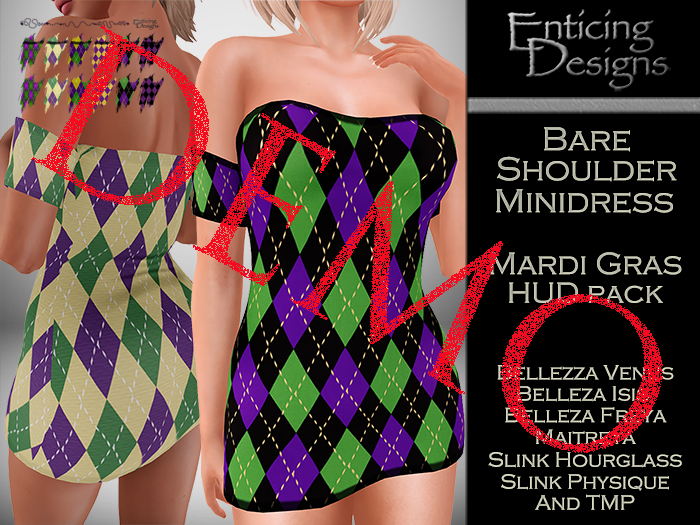 *ED DEMO Pack Bare Shoulders Minidress - Mardi Gras