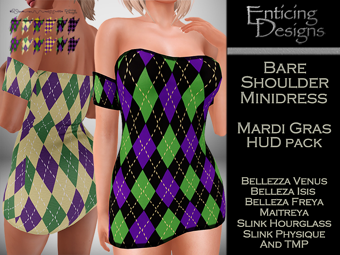 *ED HUD Pack Bare Shoulders Minidress - Mardi Gras