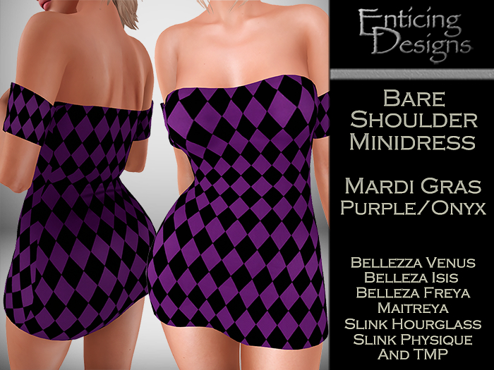 *ED Bare Shoulders Minidress - Mardi Gras Purple Onyx