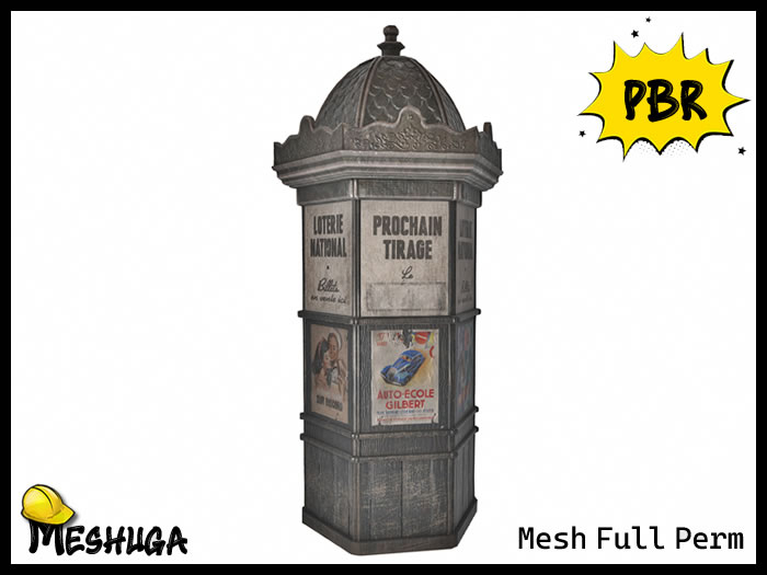 Meshuga PBR Vintage French Kiosk FULL PERM MESH