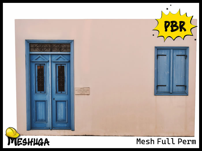 Meshuga PBR Greek House Facade Backdrop FULL PERM MESH 