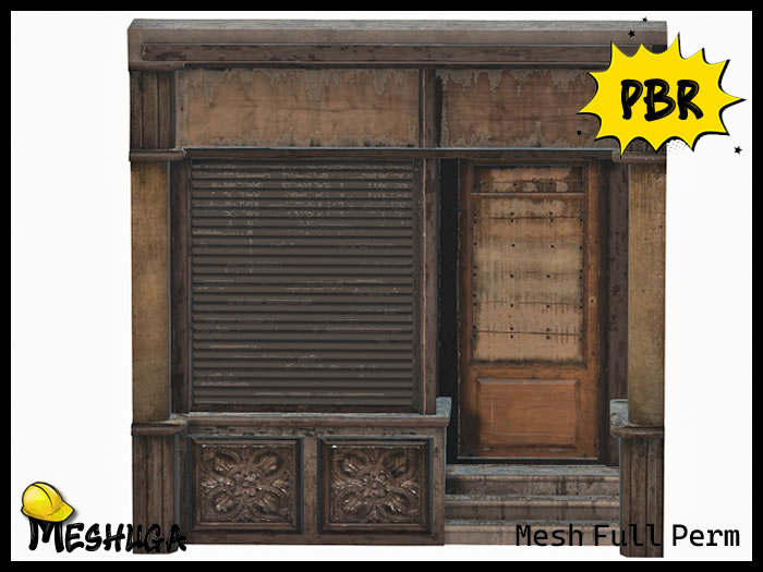 Meshuga PBR Abandoned Shop Front Backdrop 2 FULL PERM MESH