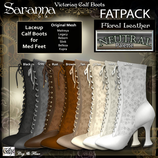 C&F Saranna Victorian Floral Boots - FATPACK Neutrals