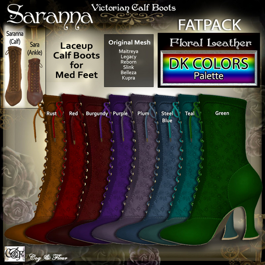 C&F Saranna Victorian Floral Boots - FATPACK DK Colors