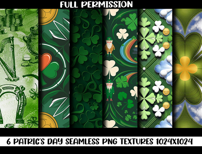 (AF) - FULL PERMISSION - Seamless Patrick's Day Textures-Pack1