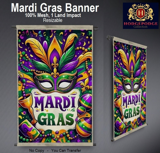 Mardi Gras Parallel Wall Banner (Style B)