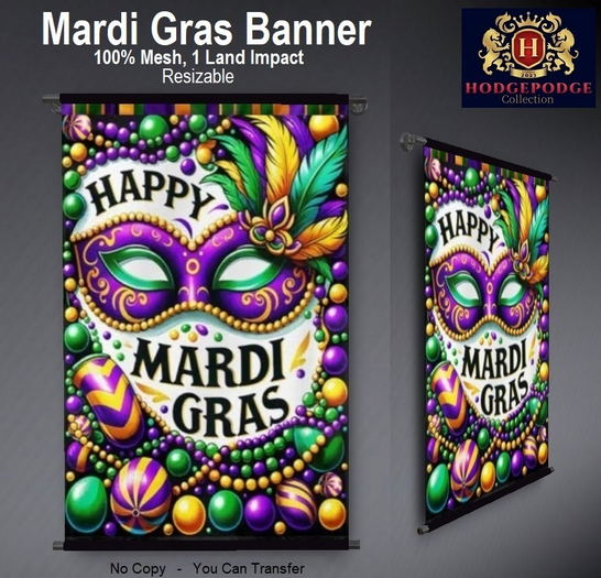 Mardi Gras Parallel Wall Banner (Style D)