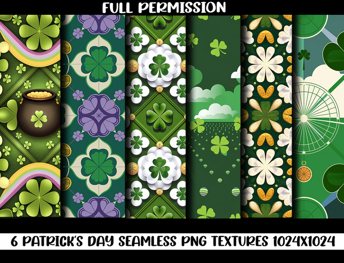 (AF) - FULL PERMISSION - Seamless Patrick's Day Textures-Pack2